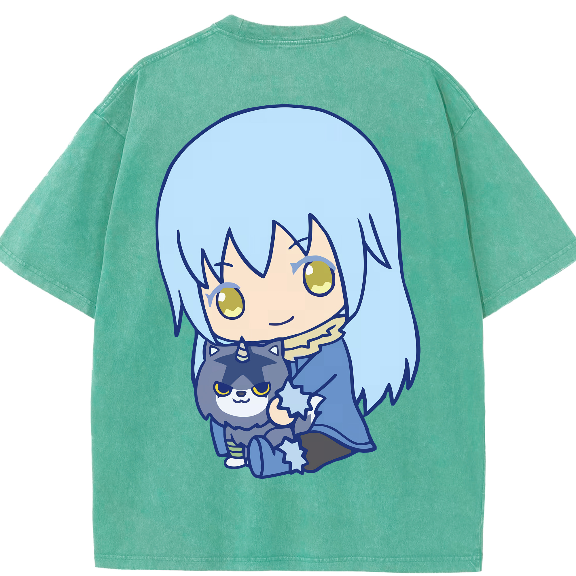 （画像用） 転スラ Regarding Reincarnated to Slime 綿100% ヴィンテージ風 半袖Tシャツ（背面プリント）